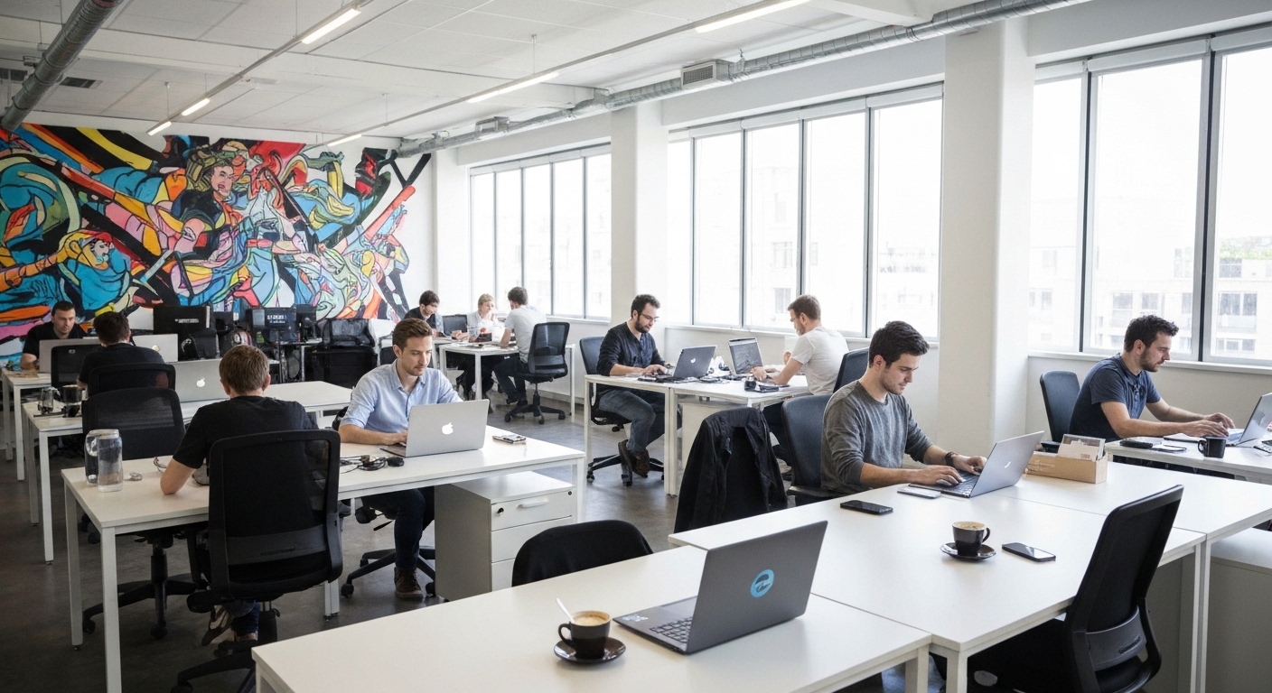 Escritório da Bluepoint Games vazio após o anúncio de fechamento.