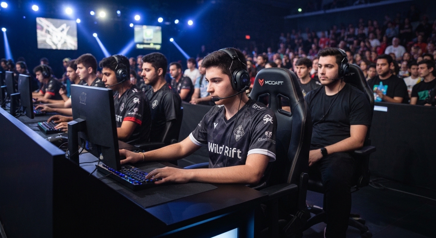 Jogadores competindo em um torneio de Wild Rift com foco em novos talentos