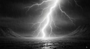 Cena noturna chuvosa em Crimson Desert, destacando efeitos realistas de partículas de água e reflexos.